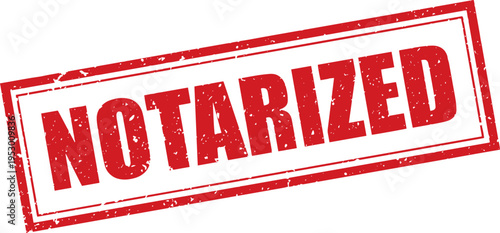 Red Notarized Rubber Stamp Sign Mark Word Text Written in Grunge Vector in Grunge Border in Transparent Background, Vintage, Svg, Png