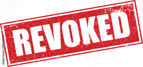 Red Revoked Rubber Stamp Sign Mark Word Text Written in Reverse Grunge Vector in Grunge Border in Transparent Background, Vintage, Svg, Png