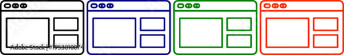 Web browser window layout design isolated vector set illustration