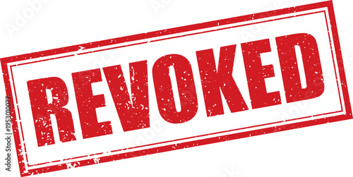 Red Revoked Rubber Stamp Sign Mark Word Text Written in Grunge Vector in Grunge Border in Transparent Background, Vintage, Svg, Png