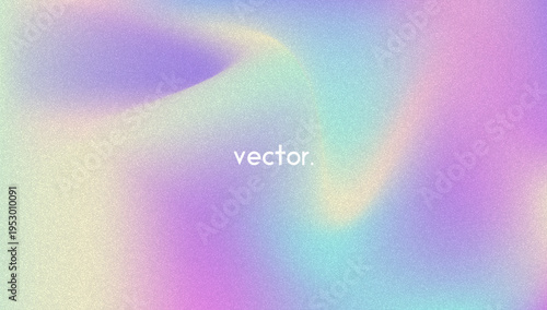 Noise Gradient Background. Abstract Grainy Bg In Pink, Purple And Blue Colors. Iridescent Hologram. Pearlescent Holographic Texture With Rainbow Foil. Soft Wave Filter In 3d Vector Backdrop