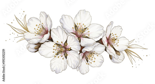 A beautiful floral arrangement of white flowers blooms naturally outdoors in a serene environment.