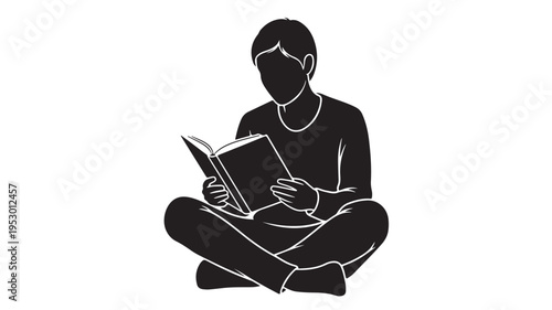 Man reading book sitting silhouette