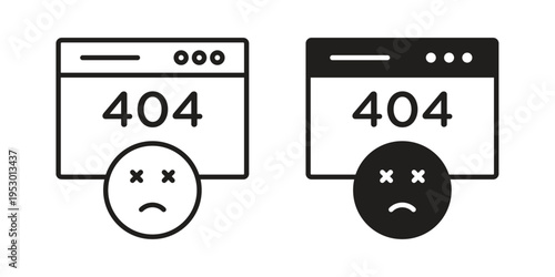 404 Error icon set concept vector graphics for web UI