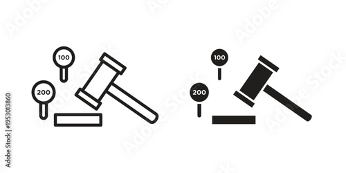 Auction icon set concept vector graphics for web UI