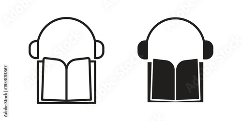 Audio book icon set concept vector graphics for web UI