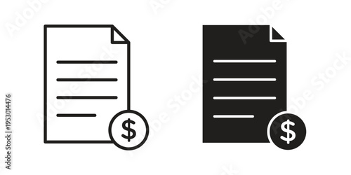Bill paid icon set concept vector graphics for web UI