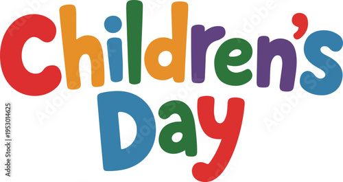 Childrens Day Colorful Text white background