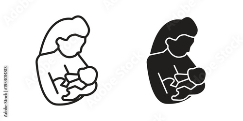 Breastfeeding icon set concept vector graphics for web UI