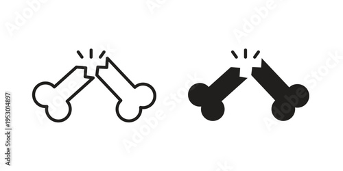 Broken bone icon set concept vector graphics for web UI