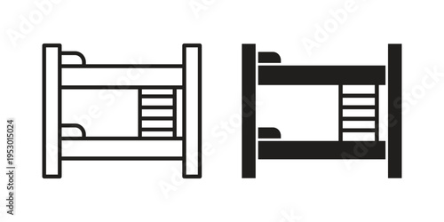 Bunk bed icon set concept vector graphics for web UI