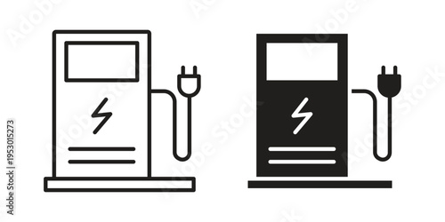 Charging station icon set concept vector graphics for web UI
