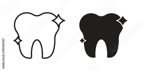 clean tooth icon set concept vector graphics for web UI