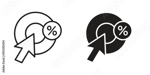 Click through rate icon set concept vector graphics for web UI