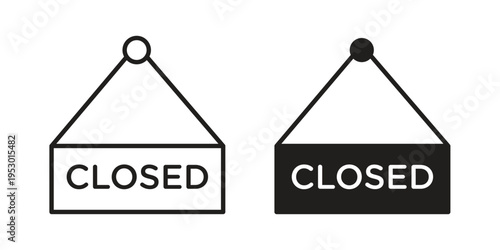 Closed sign set concept vector graphics for web UI