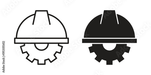 Construction worker icon set concept vector graphics for web UI