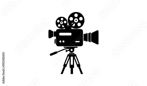 Retro Film Camera Silhouette Vector Vintage Cinema Equipment Illustration Design