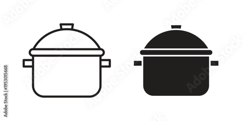 Cooking pot icon set concept vector graphics for web UI