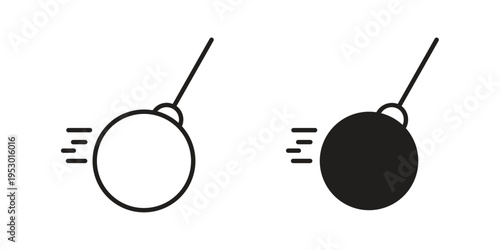 Demolition ball icon set concept vector graphics for web UI