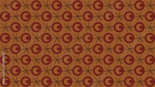 Geometric Repeat Pattern of Circles and Asterisks