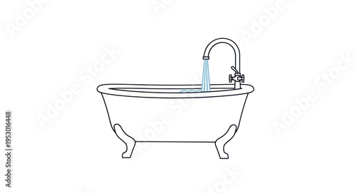 Clawfoot Bathtub with Faucet Installed.