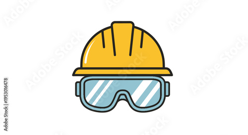 Yellow Hard Hat with Safety Goggles.