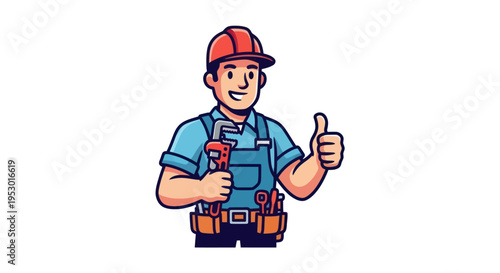 Smiling male construction worker with drill.