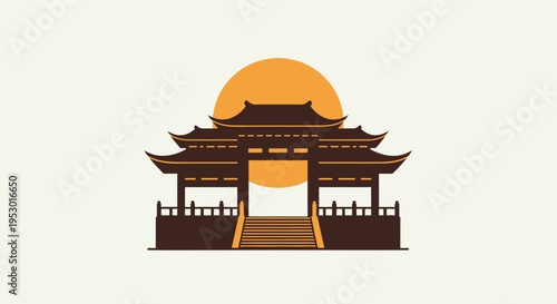 Traditional Chinese Gate Architecture Design.