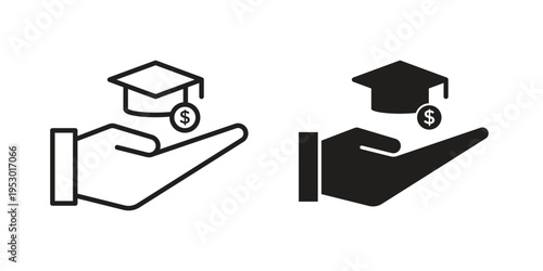 Education cost icon set concept vector graphics for web UI
