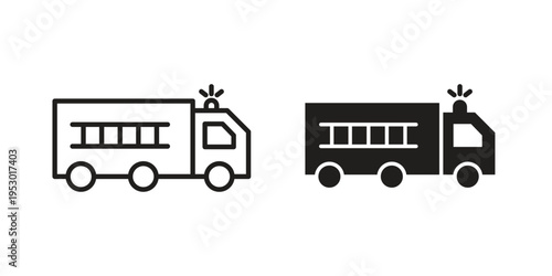 Fire truck icon set concept vector graphics for web UI