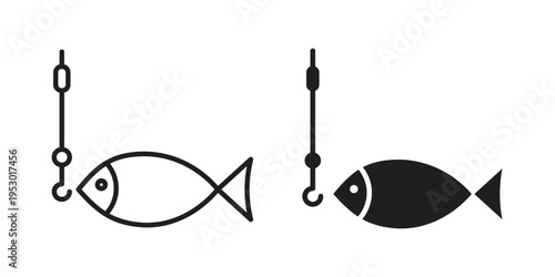Fishing icon set concept vector graphics for web UI