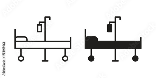Hospital bed icon set concept vector graphics for web UI