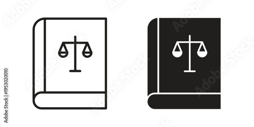 Law book icon set concept vector graphics for web UI