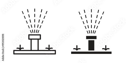 Lawn sprinkler icon set concept vector graphics for web UI