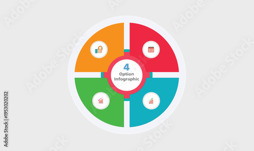 Business 4 option round shape infographic design.