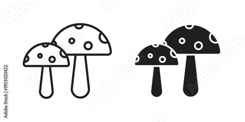 Mushrooms icon set concept vector graphics for web UI