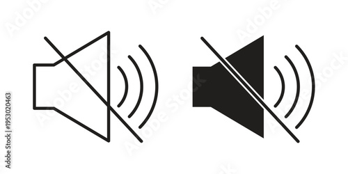 Mute sound icon set concept vector graphics for web UI