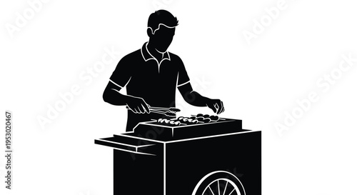 Vector illustration of a DJ at a turntable