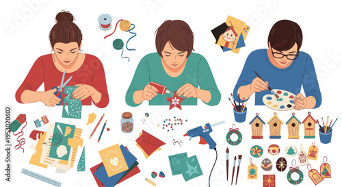 Creative People Making Handmade Crafts and Decorations