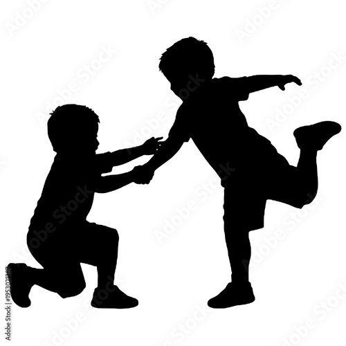 Silhouette of twin brothers