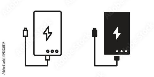 Power bank icon set concept vector graphics for web UI
