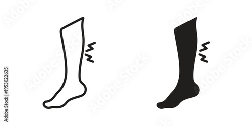 Shin pain icon set concept vector graphics for web UI