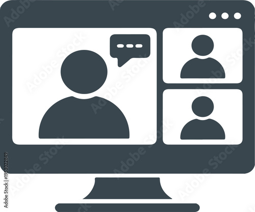 Video Conference Meeting Interface Icon Vector, Online Communication Webinar Screen UI 