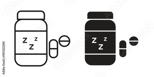 Sleeping pills icon set concept vector graphics for web UI