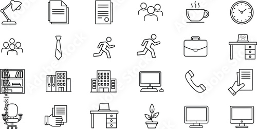 Icons set collection various office and business icons