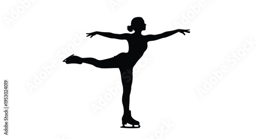 Vector silhouette of a figure skater in motion