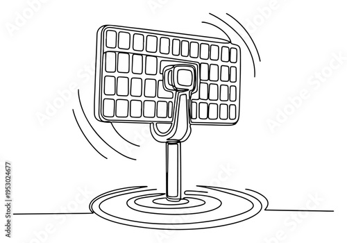 Continuous one line drawing of a modern phased array radar system for military surveillance and tracking