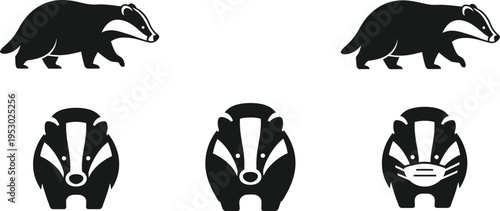 Badger silhouettes in black and white. 