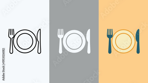 Dining Utensils and Plate Icons