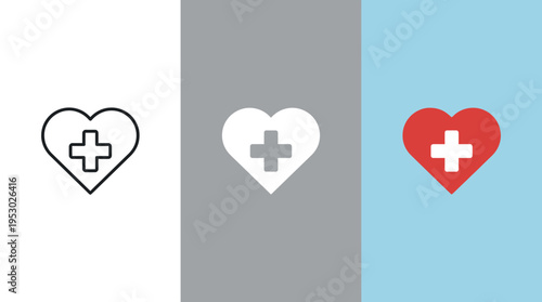 Medical Heart Symbols on Color Blocks